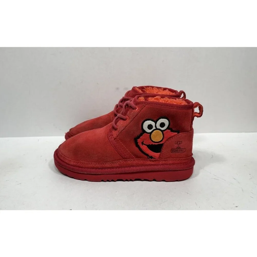 Ugg x Elmo Neumel II 2 Boots 1127431K Red Suede Kids Size 2‎ Sesame Street